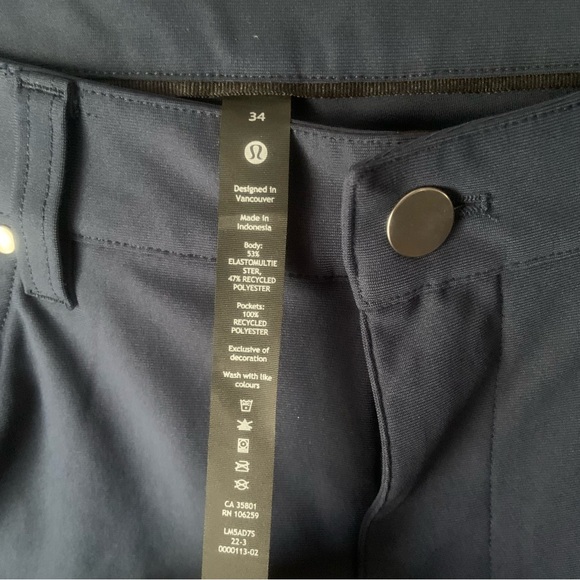 Lululemon Men’s ABC Slim Fit Trouser Warpstreme 34/28 Navy - Picture 7 of 7